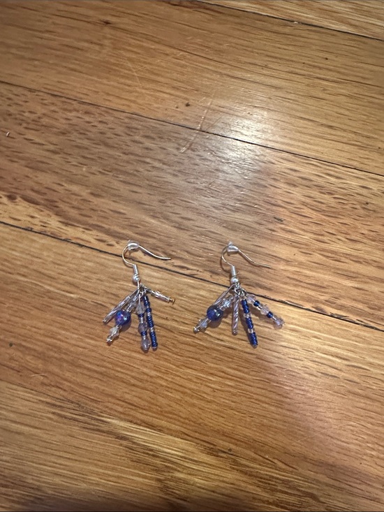 Jewelry - Handmade Blue Beaded Dangle Earrings - Women's Jewelry